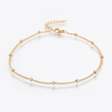 GOLDEN 304 Stainless Steel Anklets, Round Beads and Twist Chain, 23cm 304 Stainless Steel Anklets, Round Beads and Twist Chain, 23cm