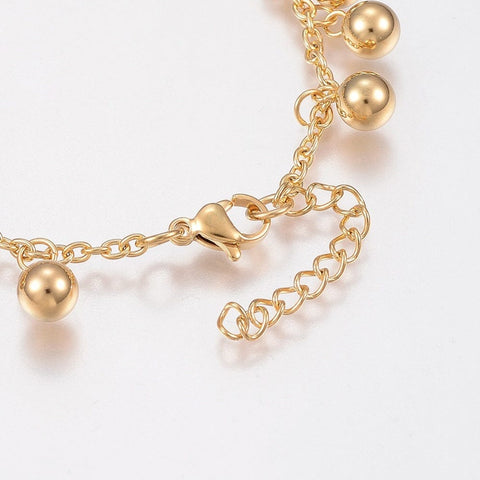 304 Stainless Steel Anklets, Round, Golden  Size: about 9 inch (230mm) 304 Stainless Steel Anklets, Round, Golden  Size: about 9 inch (230mm)