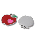 304 Stainless Steel Apple Charm with Enamel, 13x14.5mm 304 Stainless Steel Apple Charm with Enamel, 13x14.5mm