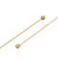 25mm long, Head: 2 mm, pin: 0.5mm thick 304 stainless steel Ball Head pins Ion plated 18K Gold Plating 304 stainless steel Ball Head pins Ion plated 18K Gold Plating