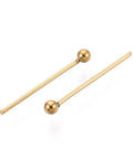15mm long, Head: 2 mm, pin: 0.5mm thick 304 stainless steel Ball Head pins Ion plated 18K Gold Plating 304 stainless steel Ball Head pins Ion plated 18K Gold Plating