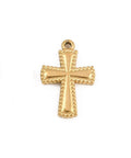 ION GOLD PLATED 304 Stainless Steel Beaded-Edge Cross Pendant Charm – 19.5mm Stainless Steel Beaded-Edge Cross Charm 19.5mm | BalzarCrafts
