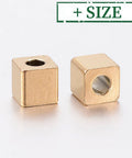 304 Stainless Steel Beads, Cube, Golden 304 Stainless Steel Beads, Cube, Golden
