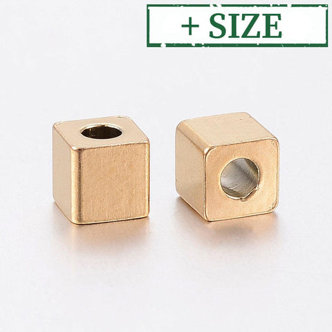 304 Stainless Steel Beads, Cube, Golden 304 Stainless Steel Beads, Cube, Golden