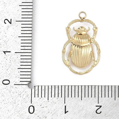 304 Stainless Steel Beetle Pendant Charm – Real 18K Gold Plated, 12x20mm 18K Gold Plated Stainless Steel Beetle Charm | BalzarCrafts