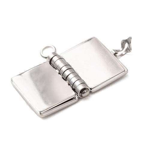 304 Stainless Steel Book with Heart Pendant Charm – Stainless Steel Color Stainless Steel Book with Heart Charm | BalzarCrafts