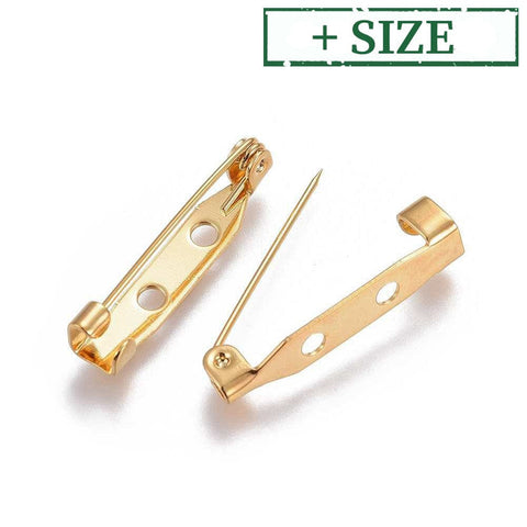 304 Stainless Steel Brooch Findings, Real 18K Gold Plated 304 Stainless Steel Brooch Findings, Real 18K Gold Plated