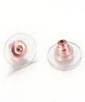 304 Stainless Steel Bullet Clutch Earring Backs with Plastic Pads – Rose Gold, 12mm Rose Gold Bullet Clutch Earring Backs with Pads | 12mm