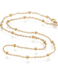 304 Stainless Steel Cable Chain Necklaces, with Round Beads, Golden (50.8~51.3cm) long 304 Stainless Steel Cable Chain Necklaces, with Round Beads, Golden (50.8~51.3cm) long