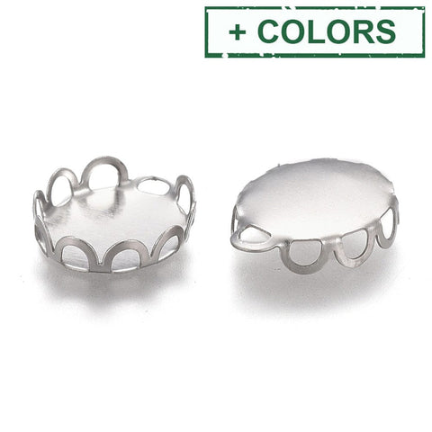 304 Stainless Steel Cabochon Settings, Lace Edge Bezel Cups, Oval, Tray: 10x8mm 304 Stainless Steel Cabochon Settings, Lace Edge Bezel Cups, Oval, Tray: 10x8mm