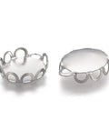 STAINLESS STEEL 304 Stainless Steel Cabochon Settings, Lace Edge Bezel Cups, Oval, Tray: 10x8mm 304 Stainless Steel Cabochon Settings, Lace Edge Bezel Cups, Oval, Tray: 10x8mm