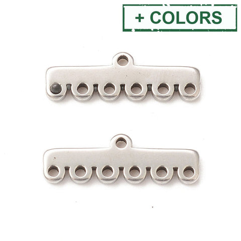 304 Stainless Steel Chandelier Component Links, 7-Loop Connector, Rectangle, 5x16.5x1.5mm 304 Stainless Steel Chandelier Component Links, 7-Loop Connector, Rectangle, 5x16.5x1.5mm