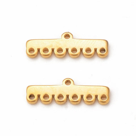 GOLDEN 304 Stainless Steel Chandelier Component Links, 7-Loop Connector, Rectangle, 5x16.5x1.5mm 304 Stainless Steel Chandelier Component Links, 7-Loop Connector, Rectangle, 5x16.5x1.5mm