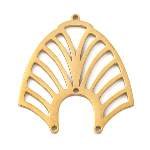 ION GOLD PLATED 304 Stainless Steel Chandelier Component Links, Laser Cut, Collar, 22x25mm 304 Stainless Steel Chandelier Component Links, Laser Cut, Collar, 22x25mm