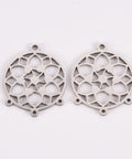 304 Stainless Steel Chandelier Component Links, Laser Cut, Flat Round with Flower, 24.5x20x1mm 304 Stainless Steel Chandelier Component Links, Laser Cut, Flat Round with Flower, 24.5x20x1mm