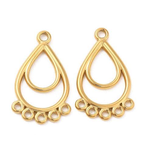ION GOLD PLATED 304 Stainless Steel Chandelier Component Links, Teardrop, 32x19.5x2.2mm 304 Stainless Steel Chandelier Component Links, Teardrop, 32x19.5x2.2mm
