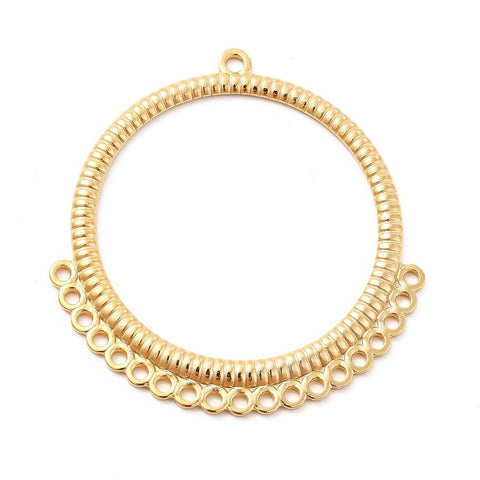 ION GOLD PLATED 304 Stainless Steel Chandelier Components Links, Grooved Round Ring, 45.5x43.5x2mm 304 Stainless Steel Chandelier Components Links, Grooved Round Ring, 45.5x43.5x2mm