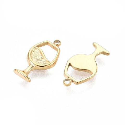 304 Stainless Steel Charm, Wine Glass Charm, Ion Plated, Real 18K Gold Plated, 14x7.5x1.5mm 304 Stainless Steel Charm, Wine Glass Charm, Ion Plated, Real 18K Gold Plated, 14x7.5x1.5mm