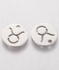Taurus 304 Stainless Steel Charms, Flat Round with Constellation/Zodiac Sign, 12mm 304 Stainless Steel Charms, Flat Round with Constellation/Zodiac Sign, 12mm