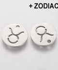 304 Stainless Steel Charms, Flat Round with Constellation/Zodiac Sign, 12mm 304 Stainless Steel Charms, Flat Round with Constellation/Zodiac Sign, 12mm