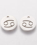 304 Stainless Steel Charms, Flat Round with Constellation/Zodiac Sign, 12mm 304 Stainless Steel Charms, Flat Round with Constellation/Zodiac Sign, 12mm