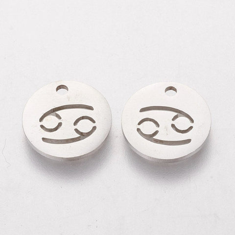 304 Stainless Steel Charms, Flat Round with Constellation/Zodiac Sign, 12mm 304 Stainless Steel Charms, Flat Round with Constellation/Zodiac Sign, 12mm