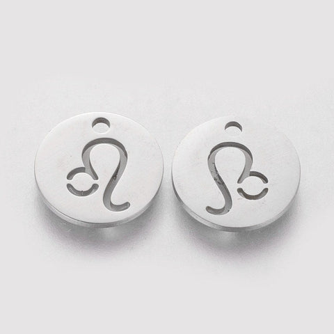 304 Stainless Steel Charms, Flat Round with Constellation/Zodiac Sign, 12mm 304 Stainless Steel Charms, Flat Round with Constellation/Zodiac Sign, 12mm