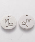 Capricorn 304 Stainless Steel Charms, Flat Round with Constellation/Zodiac Sign, 12mm 304 Stainless Steel Charms, Flat Round with Constellation/Zodiac Sign, 12mm