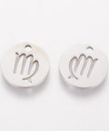 304 Stainless Steel Charms, Flat Round with Constellation/Zodiac Sign, 12mm 304 Stainless Steel Charms, Flat Round with Constellation/Zodiac Sign, 12mm