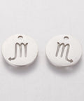 Scorpio 304 Stainless Steel Charms, Flat Round with Constellation/Zodiac Sign, 12mm 304 Stainless Steel Charms, Flat Round with Constellation/Zodiac Sign, 12mm