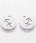 Sagitarius 304 Stainless Steel Charms, Flat Round with Constellation/Zodiac Sign, 12mm 304 Stainless Steel Charms, Flat Round with Constellation/Zodiac Sign, 12mm