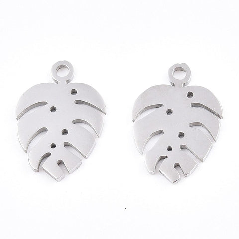 Stainless Steel color 304 Stainless Steel Charms, Monstera Leaf, Golden Size: about 13mm long 304 Stainless Steel Charms, Monstera Leaf, Golden Size: about 13mm long, 9mm wide, 1mm thick, hole: 1mm.