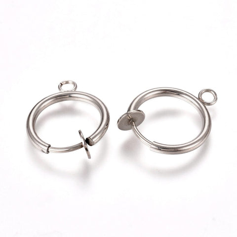 STAINLESS STEEL COLOR 304 Stainless Steel Clip-on Earring Findings, 17x13x4.5mm 304 Stainless Steel Clip-on Earring Findings, 17x13x4.5mm