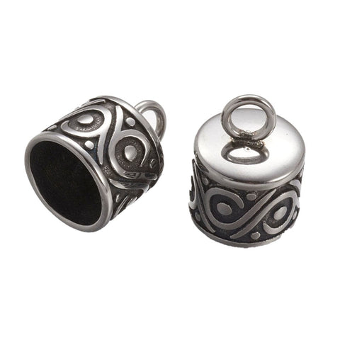 304 Stainless Steel Cord Ends, Antique Silver, 13.5x10mm 304 Stainless Steel Cord Ends, Antique Silver, 13.5x10mm