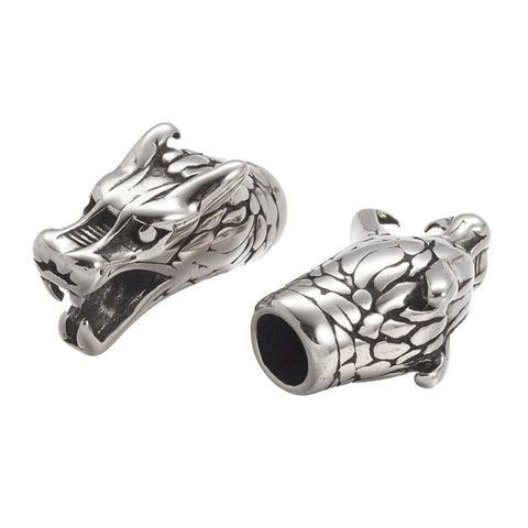 304 Stainless Steel Cord Ends, End Caps, For Leather Cord Bracelets, Dragon Head, 23x14x10mm 304 Stainless Steel Cord Ends, End Caps, For Leather Cord Bracelets, Dragon Head, 23x14x10mm