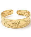 304 Stainless Steel Cuff Bangles, Flower Open Bangles for Women, Real 18K Gold Plated 304 Stainless Steel Cuff Bangles, Flower Open Bangles for Women, Real 18K Gold Plated