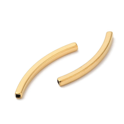 18KT GOLD PLATED 304 Stainless Steel Curved Tube Beads, 5x40x3mm 304 Stainless Steel Curved Tube Beads, 5x40x3mm