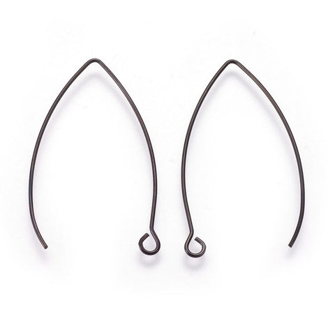 304 Stainless Steel Earring Hooks, Electrophoresis Black 24x41.5mm 304 Stainless Steel Earring Hooks, Electrophoresis Black 24x41.5mm