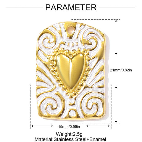 304 Stainless Steel Enamel Arch Heart Pendants, Real 18K Gold Plated White Charms, 21x15mm 304 Stainless Steel Enamel Arch Heart Pendants, Real 18K Gold Plated White Charms, 21x15mm