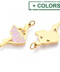 PLUM 304 Stainless Steel Enamel Ballet Dancer Pendants, 18K Gold Plated 304 Stainless Steel Enamel Ballet Dancer Pendants, 18K Gold Plated