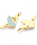 SKY BLUE 304 Stainless Steel Enamel Ballet Dancer Pendants, 18K Gold Plated 304 Stainless Steel Enamel Ballet Dancer Pendants, 18K Gold Plated