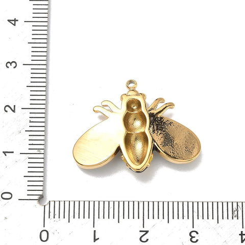 304 Stainless Steel Enamel Bee Pendants, Real 18K Gold Plated Bee Charms, 22x26.5mm 304 Stainless Steel Enamel Bee Pendants, Real 18K Gold Plated Bee Charms, 22x26.5mm