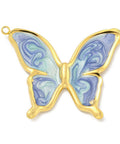 SLATE BLUE 304 Stainless Steel Enamel Butterfly Pendants, Ion Plated, 35x36.5mm Ion Plated 304 Stainless Steel Butterfly Pendants with Enamel – Real 18K Gold Plated Charms for Jewelry Making