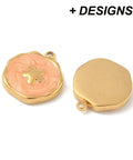 304 Stainless Steel Enamel Charms, Flat Round Charm Pendant Ion Plated 304 Stainless Steel Enamel Charms, Flat Round Charm Pendant Ion Plated