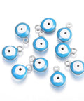 SKY BLUE 304 Stainless Steel Enamel Charms, Flat Round, Eye, 8MM, Choose Color 304 Stainless Steel Enamel Charms, Flat Round, Eye, 6x8.5mm, 4mm thick