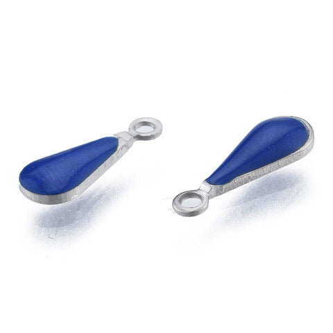 DARK BLUE (SD8890-A) 304 Stainless Steel Enamel Charms, Teardrop, 12x4.5x2mm 304 Stainless Steel Enamel Charms, Teardrop, 12x4.5x2mm
