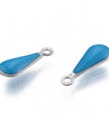 STEEL BLUE 304 Stainless Steel Enamel Charms, Teardrop, 12x4.5x2mm 304 Stainless Steel Enamel Charms, Teardrop, 12x4.5x2mm
