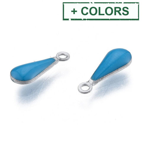 304 Stainless Steel Enamel Charms, Teardrop, 12x4.5x2mm 304 Stainless Steel Enamel Charms, Teardrop, 12x4.5x2mm
