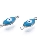 304 Stainless Steel Enamel Connector Charms, Stainless Steel Color, Horse Eye, Steel Blue, 14.5x5x3mm 304 Stainless Steel Enamel Connector Charms, Stainless Steel Color, Horse Eye, Steel Blue, 14.5x5x3mm