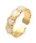 304 Stainless Steel Enamel Cuff Rings, Heart, Real 18K Gold Plated Heart Enamel Cuff Rings – 304 Stainless Steel, Real 18K Gold Plated Adjustable Rings